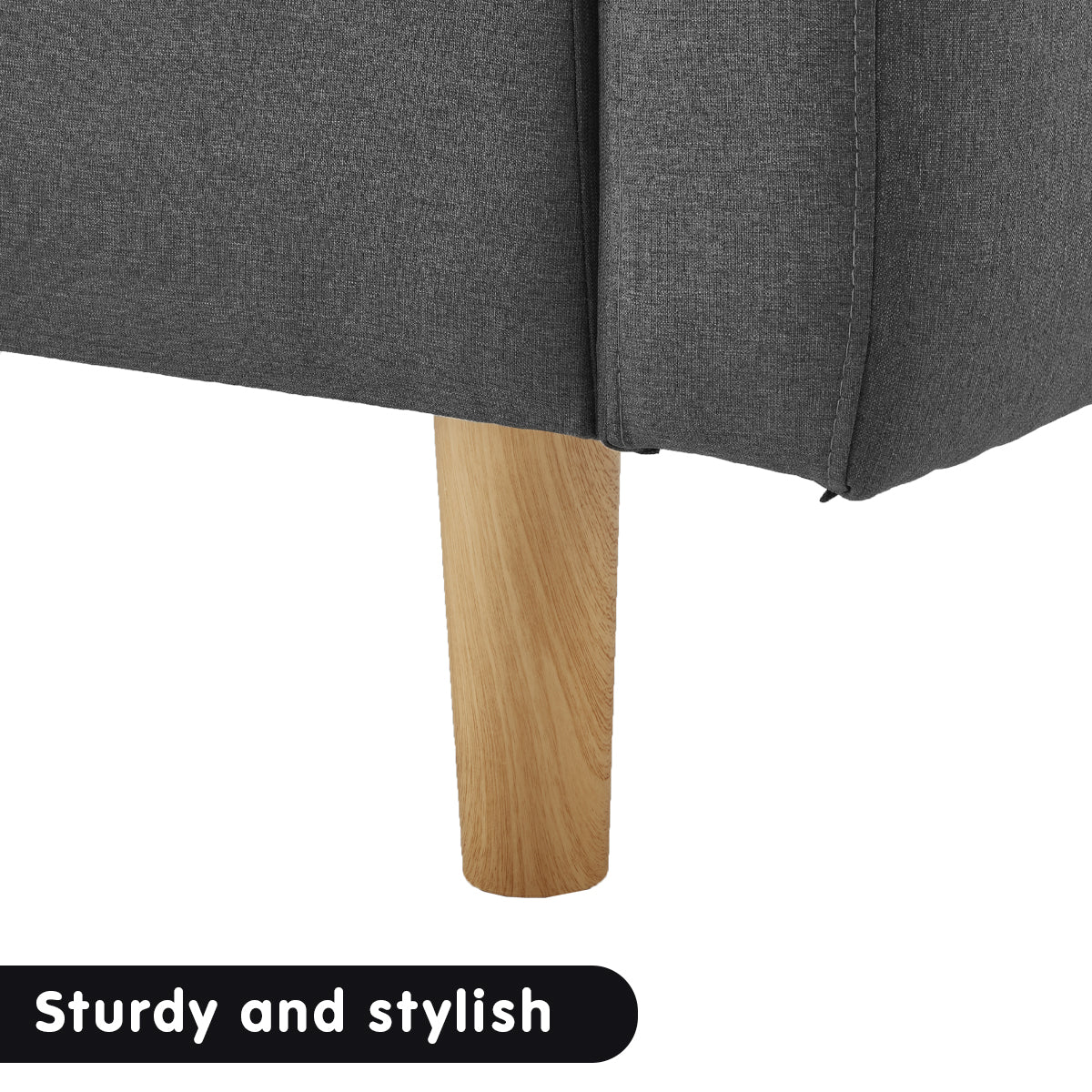 3-Seater Fabric Sofa Bed Futon - Dark Grey-Furniture > Sofas > Sofas & Sofa Beds-Nomica Living