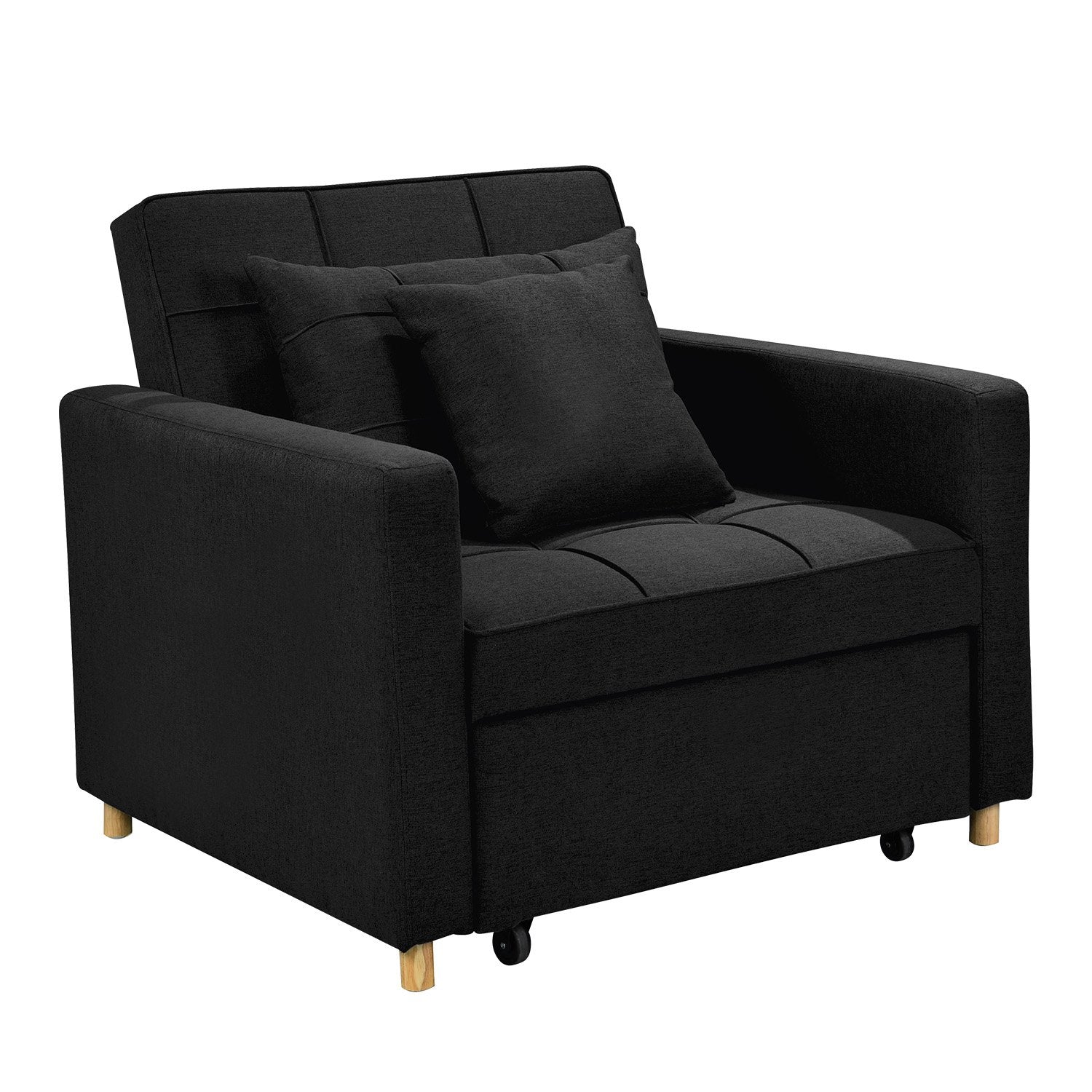 Suri 3-in-1 Convertible Lounge Chair Bed - Black-Furniture > Sofas > Sofas & Sofa Beds-Nomica Living