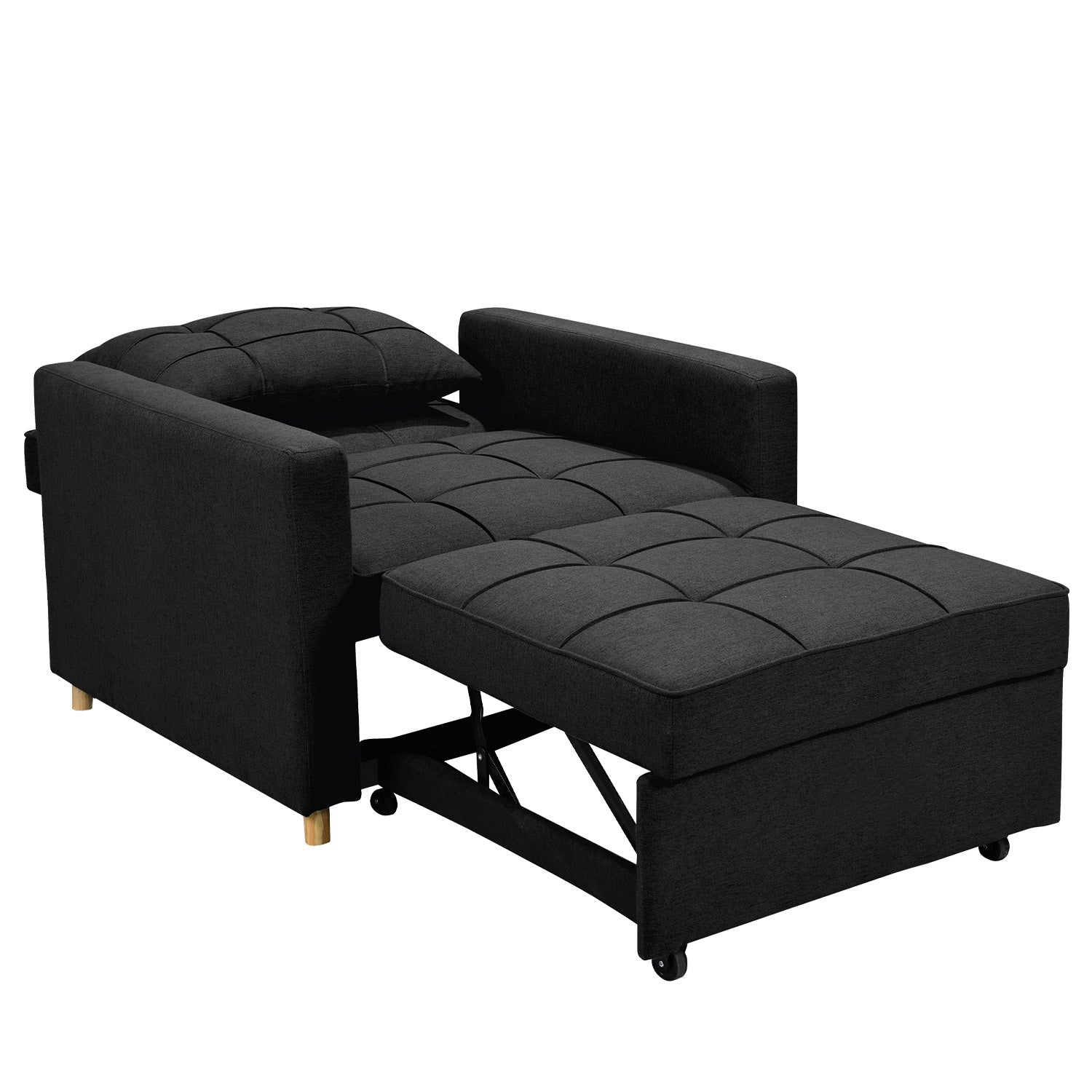 Suri 3-in-1 Convertible Lounge Chair Bed - Black-Furniture > Sofas > Sofas & Sofa Beds-Nomica Living
