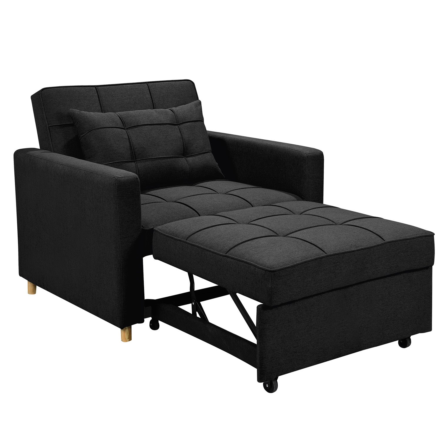 Suri 3-in-1 Convertible Lounge Chair Bed - Black-Furniture > Sofas > Sofas & Sofa Beds-Nomica Living