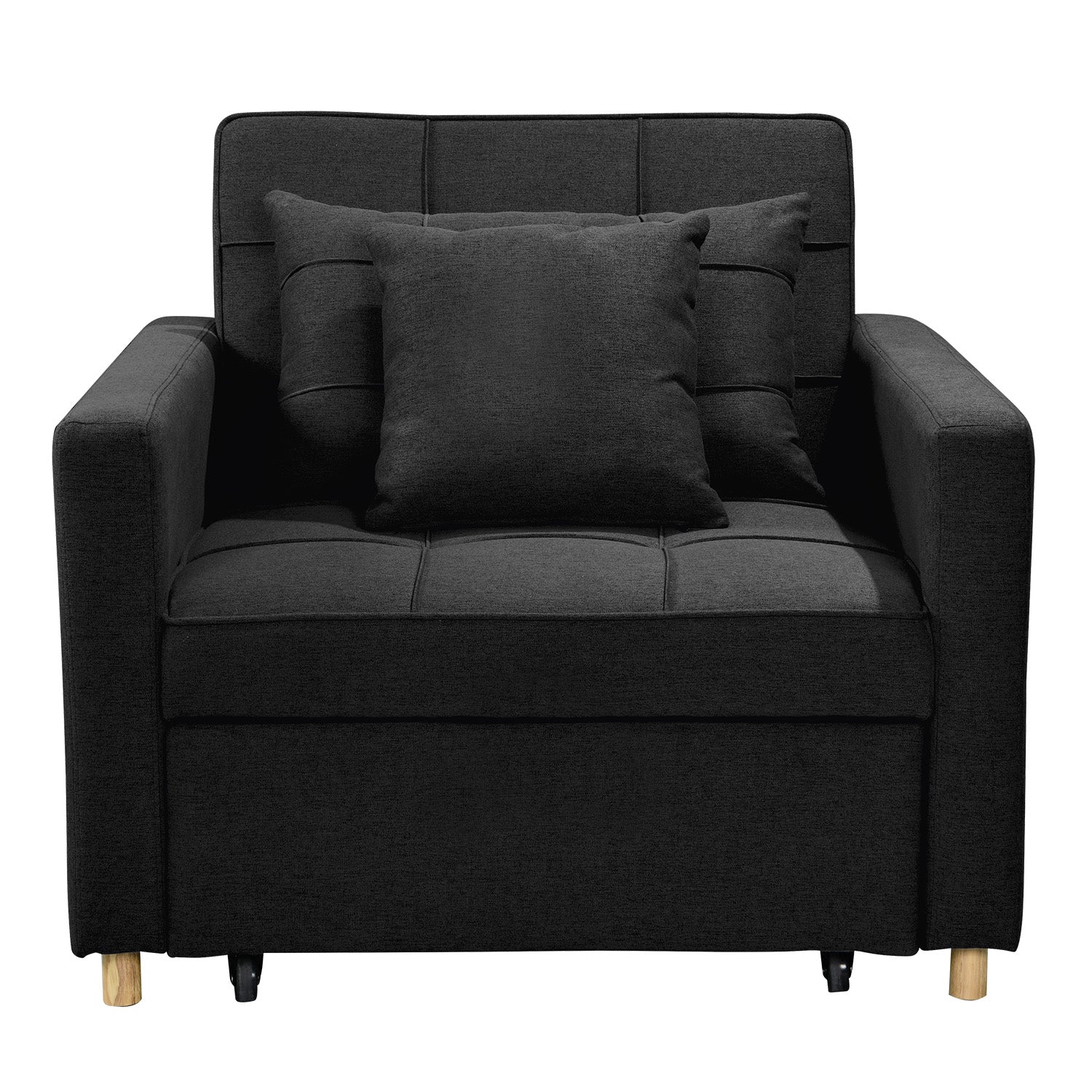 Suri 3-in-1 Convertible Lounge Chair Bed - Black-Furniture > Sofas > Sofas & Sofa Beds-Nomica Living