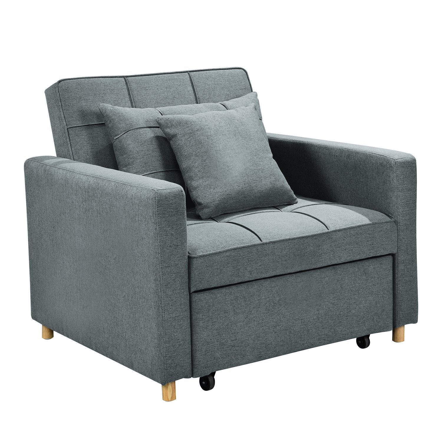 Suri 3-in-1 Convertible Sofa Chair Bed - Airforce Blue-Furniture > Sofas > Sofas & Sofa Beds-Nomica Living