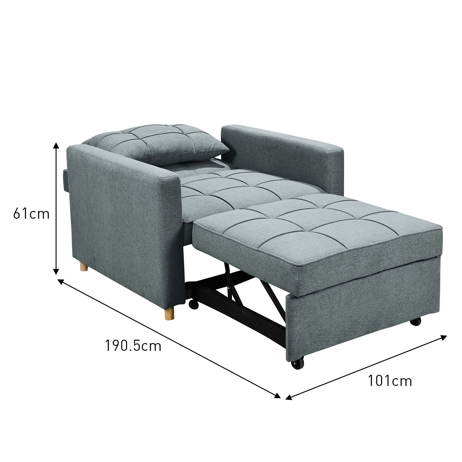Suri 3-in-1 Convertible Sofa Chair Bed - Airforce Blue-Furniture > Sofas > Sofas & Sofa Beds-Nomica Living