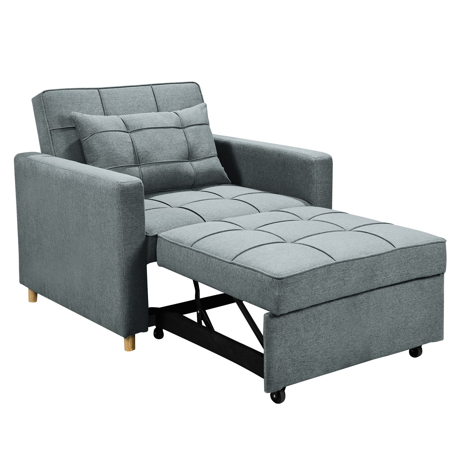 Suri 3-in-1 Convertible Sofa Chair Bed - Airforce Blue-Furniture > Sofas > Sofas & Sofa Beds-Nomica Living