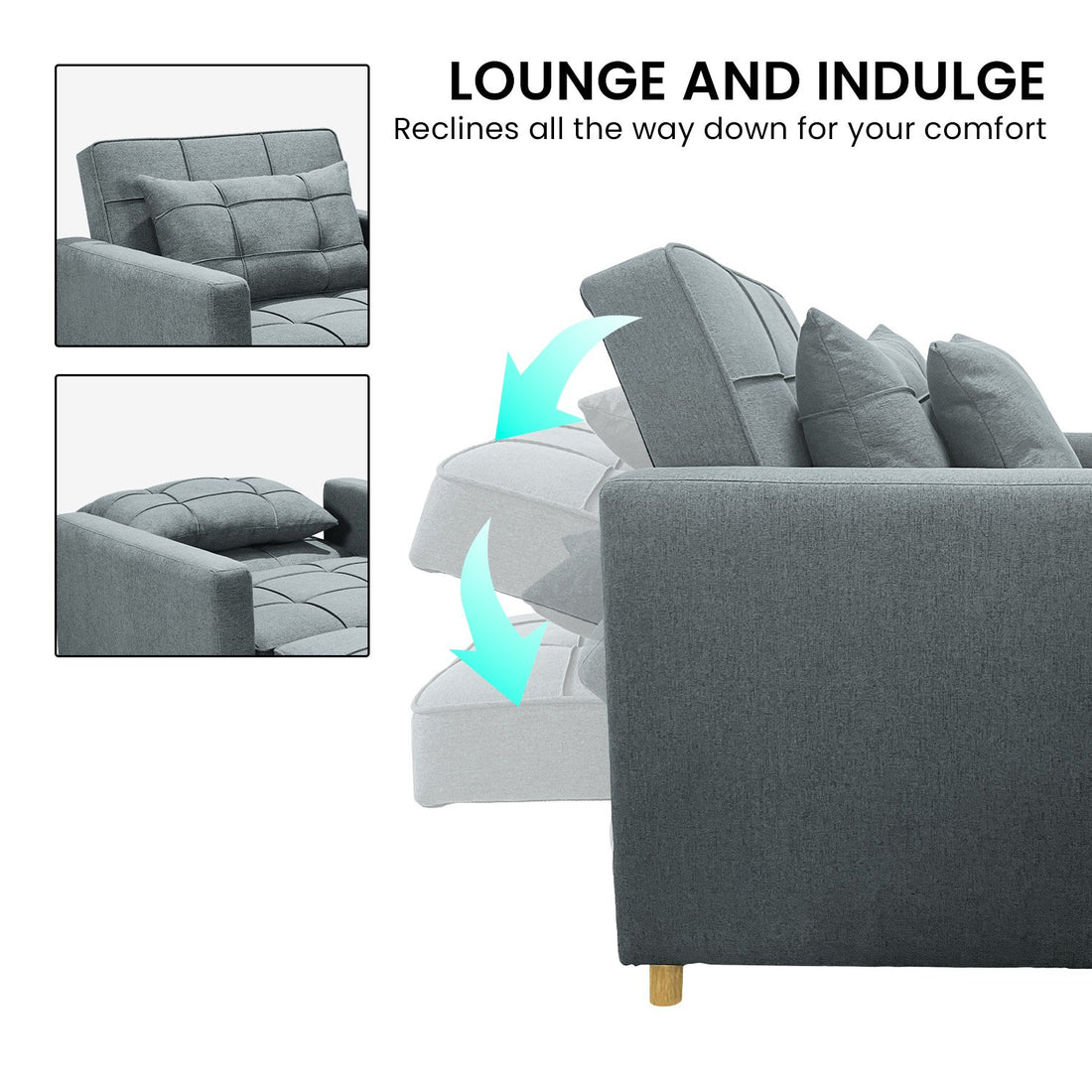 Suri 3-in-1 Convertible Sofa Chair Bed - Airforce Blue-Furniture > Sofas > Sofas & Sofa Beds-Nomica Living