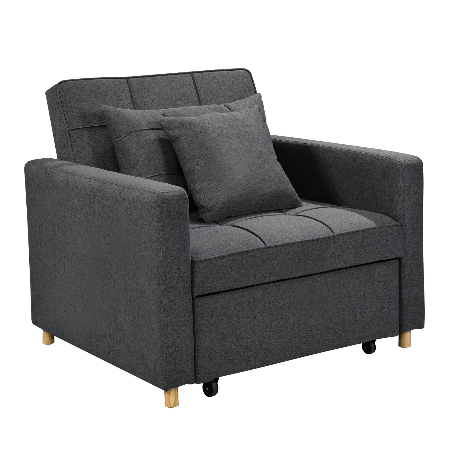Suri 3-in-1 Convertible Lounge Chair Bed - Dark Grey-Furniture > Sofas > Sofas & Sofa Beds-Nomica Living