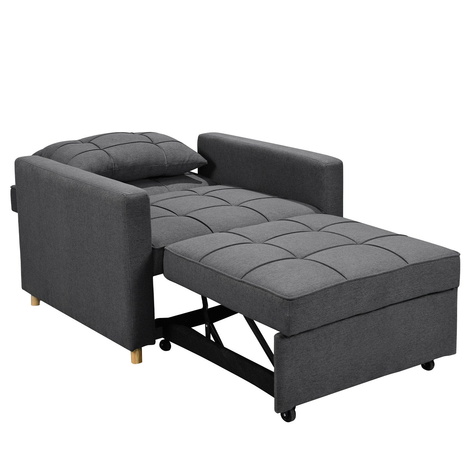 Suri 3-in-1 Convertible Lounge Chair Bed - Dark Grey-Furniture > Sofas > Sofas & Sofa Beds-Nomica Living