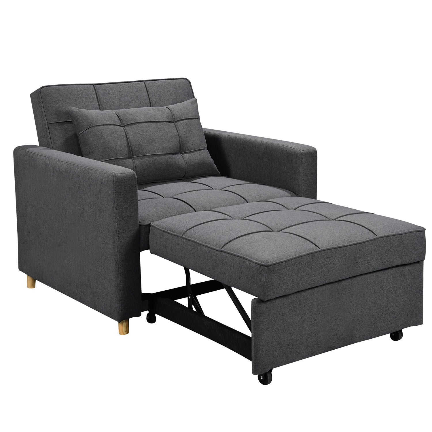 Suri 3-in-1 Convertible Lounge Chair Bed - Dark Grey-Furniture > Sofas > Sofas & Sofa Beds-Nomica Living