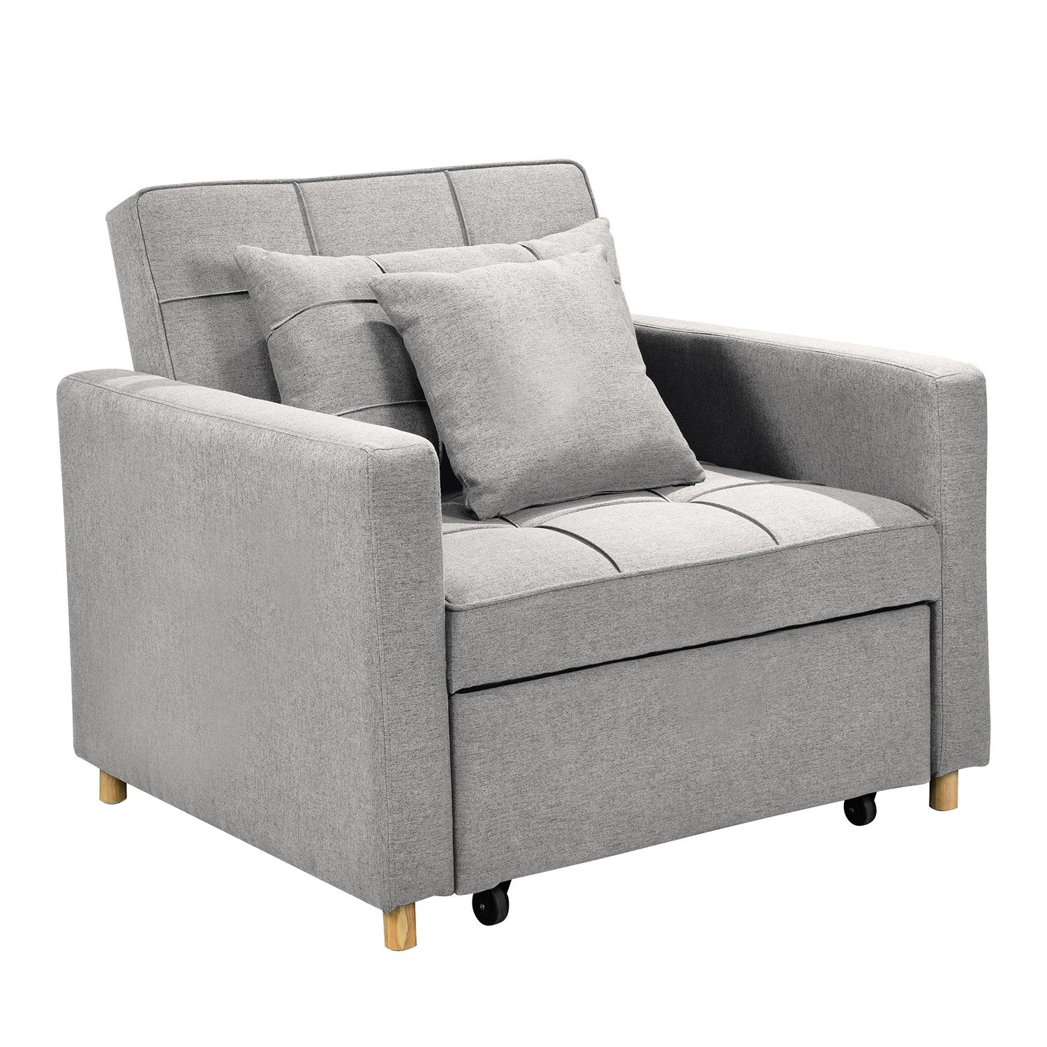 Suri 3-in-1 Convertible Sofa Chair Bed Lounger - Light Grey-Furniture > Sofas > Sofas & Sofa Beds-Nomica Living