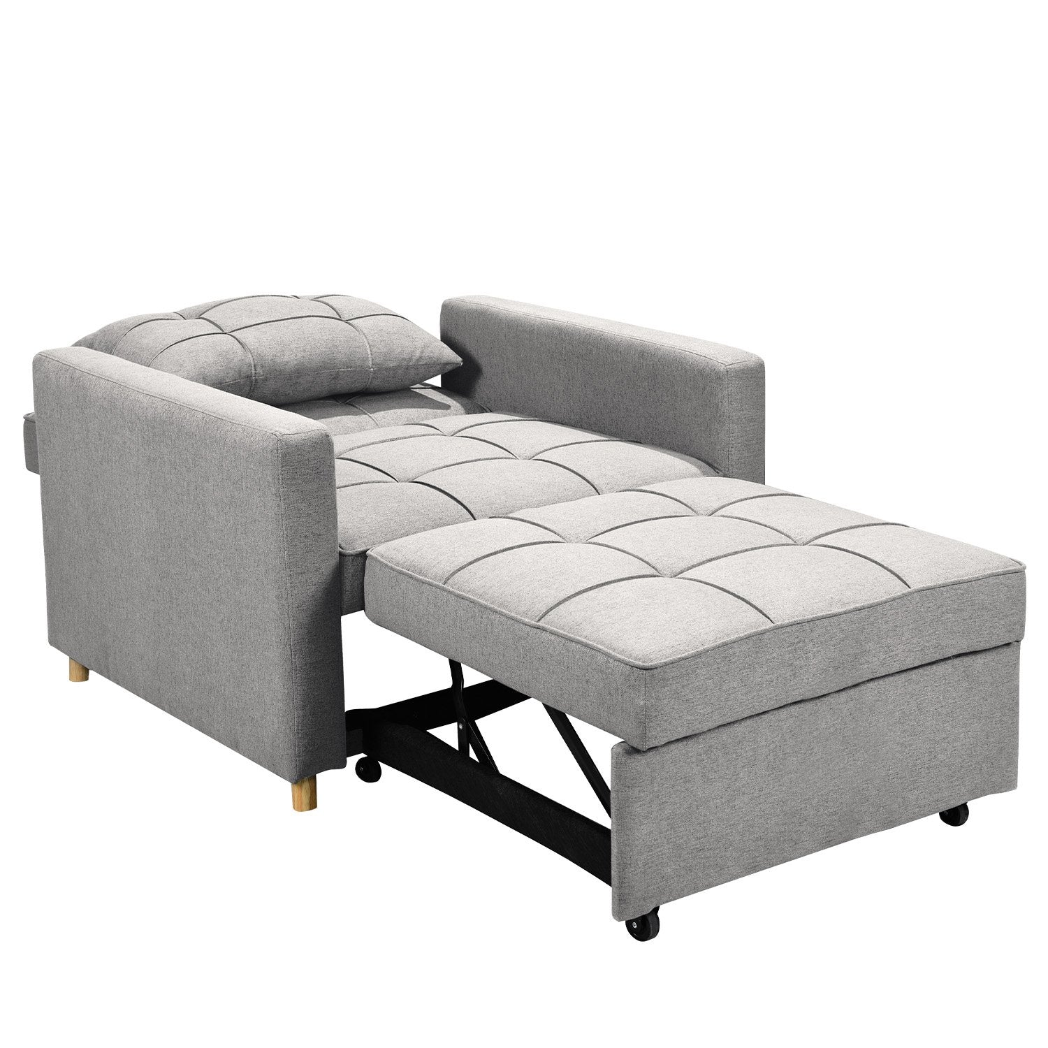 Suri 3-in-1 Convertible Sofa Chair Bed Lounger - Light Grey-Furniture > Sofas > Sofas & Sofa Beds-Nomica Living