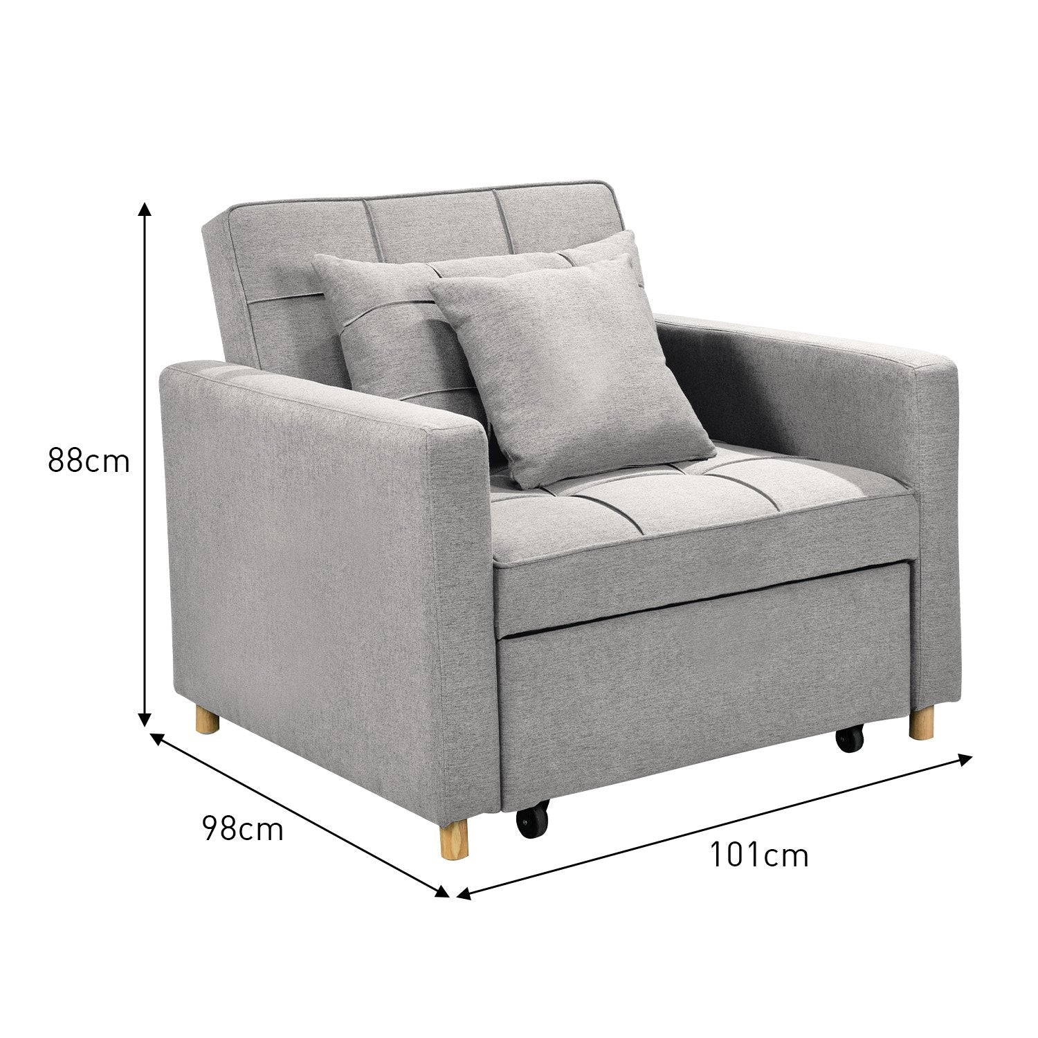 Suri 3-in-1 Convertible Sofa Chair Bed Lounger - Light Grey-Furniture > Sofas > Sofas & Sofa Beds-Nomica Living
