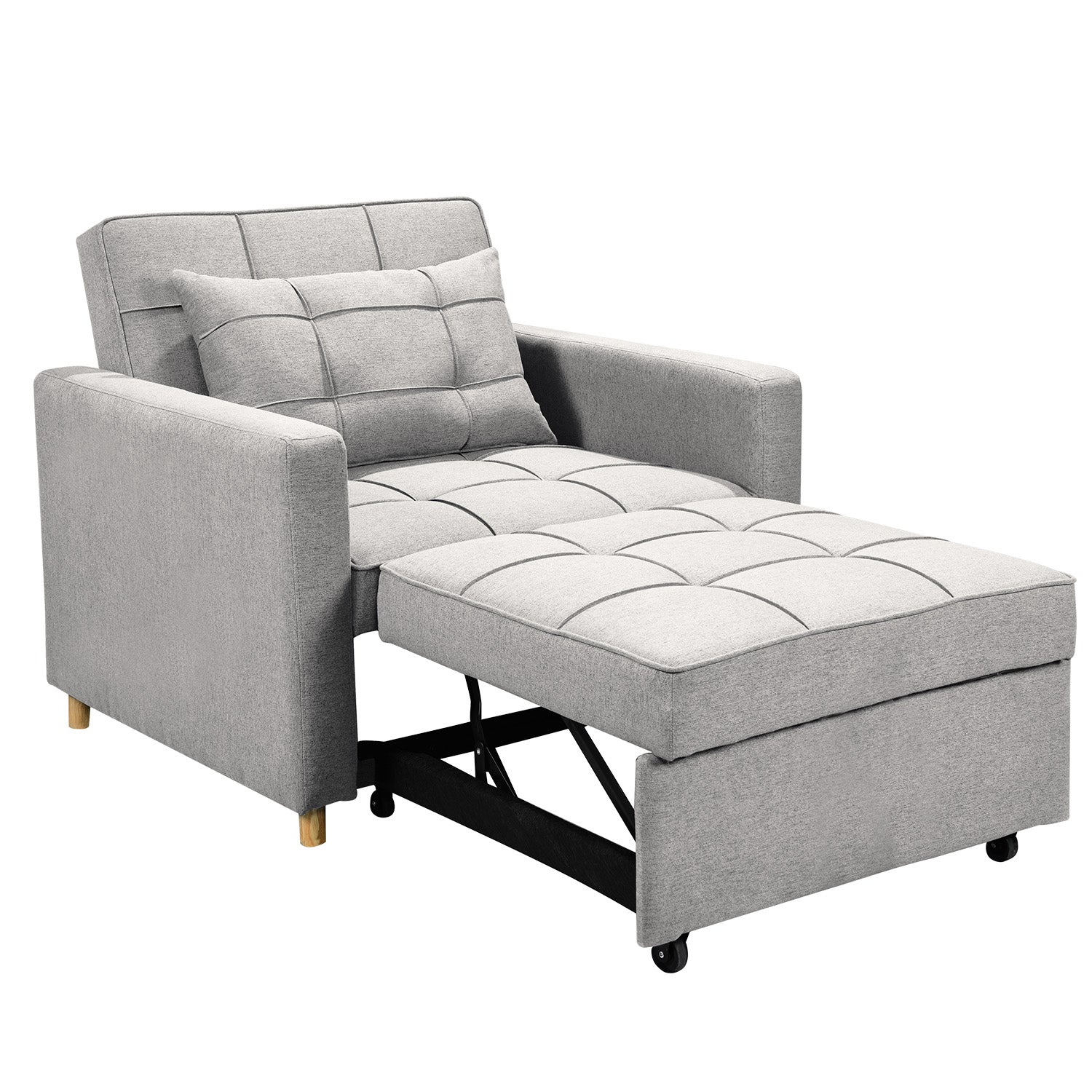 Suri 3-in-1 Convertible Sofa Chair Bed Lounger - Light Grey-Furniture > Sofas > Sofas & Sofa Beds-Nomica Living