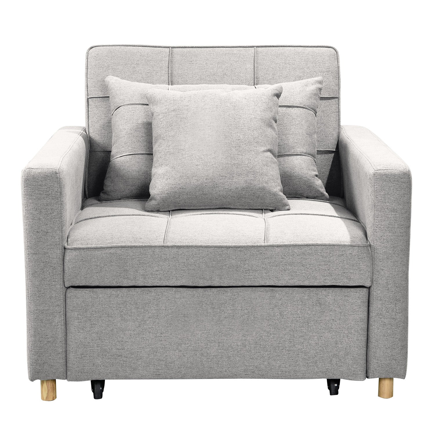Suri 3-in-1 Convertible Sofa Chair Bed Lounger - Light Grey-Furniture > Sofas > Sofas & Sofa Beds-Nomica Living