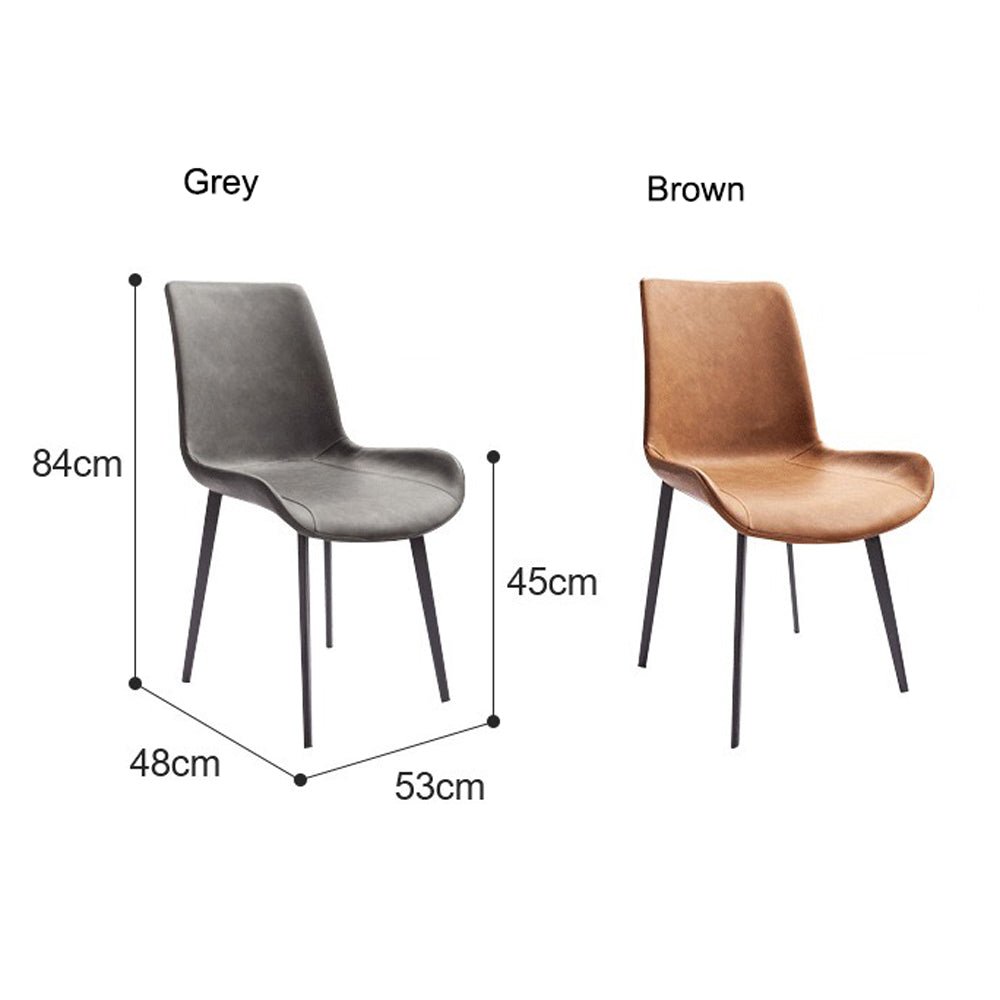 Brown Minimalist Dining Chairs with Metal Legs (Set of 2)