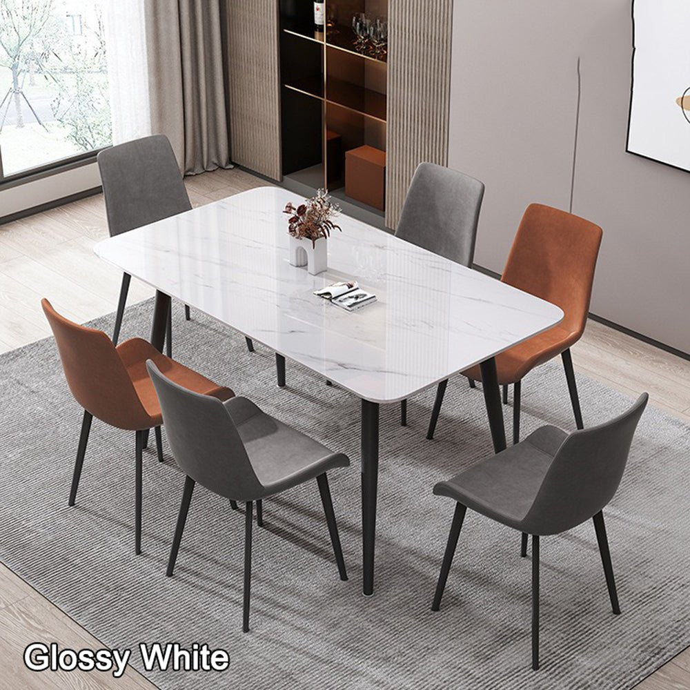 Brown Minimalist Dining Chairs with Metal Legs (Set of 2)