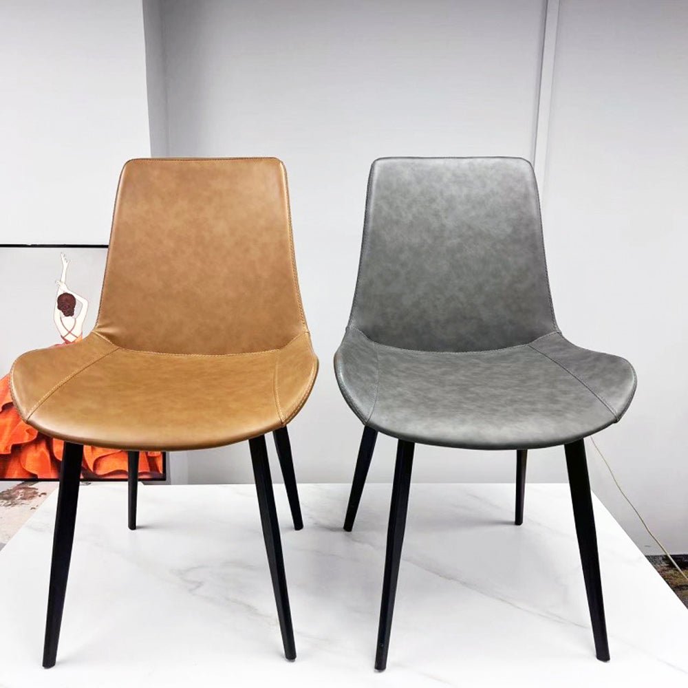 Brown Minimalist Dining Chairs with Metal Legs (Set of 2)