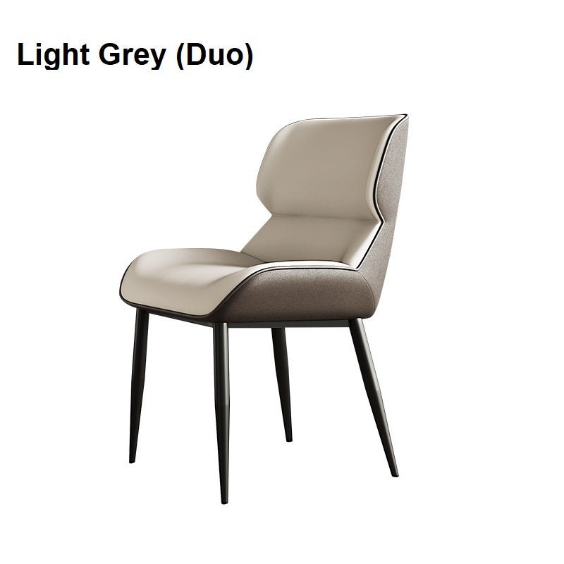 Light Grey Italian Minimalist Dining Chairs with Metal Legs (Set of 2)