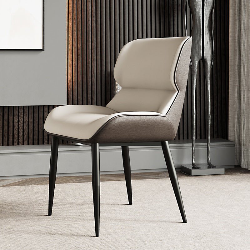 Light Grey Italian Minimalist Dining Chairs with Metal Legs (Set of 2)