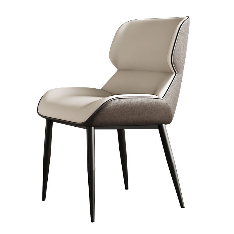 Light Grey Italian Minimalist Dining Chairs with Metal Legs (Set of 2)