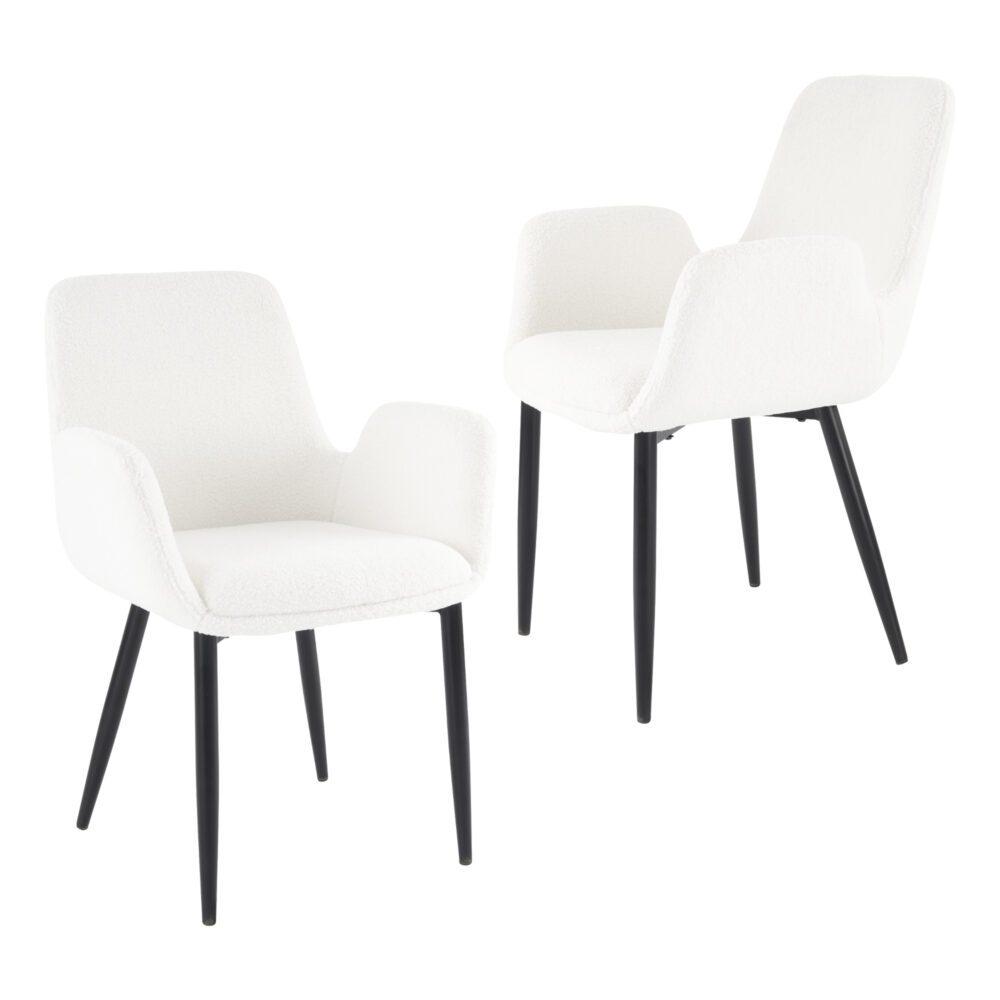 Teddy Sherpa Fabric Bliss Armrest Dining Chair (Set of 2)