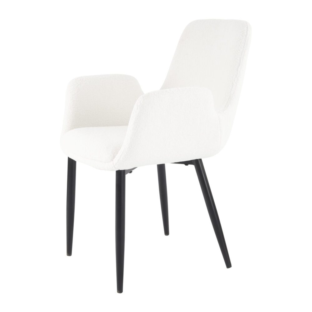 Teddy Sherpa Fabric Bliss Armrest Dining Chair (Set of 2)