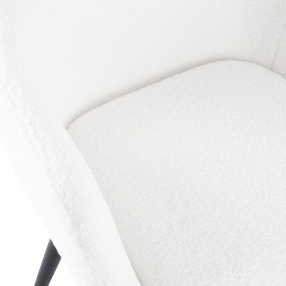 Teddy Sherpa Fabric Bliss Armrest Dining Chair (Set of 2)