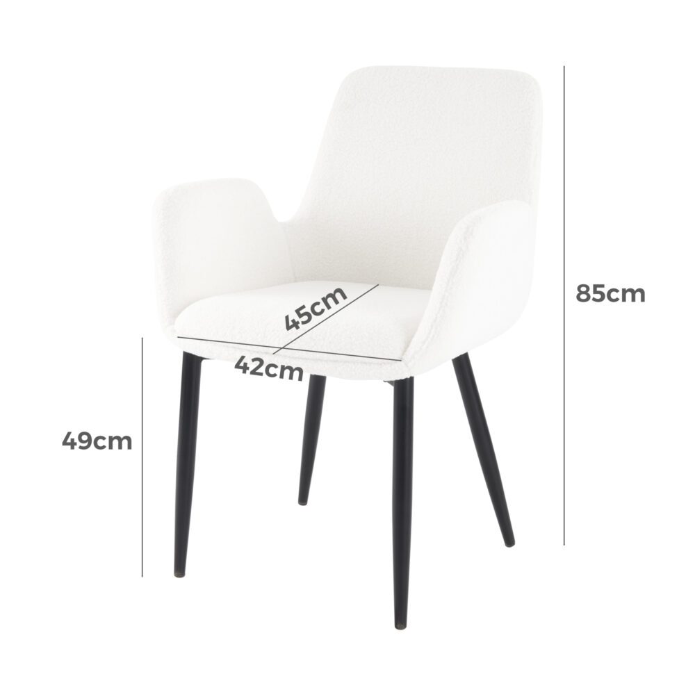 Teddy Sherpa Fabric Bliss Armrest Dining Chair (Set of 2)