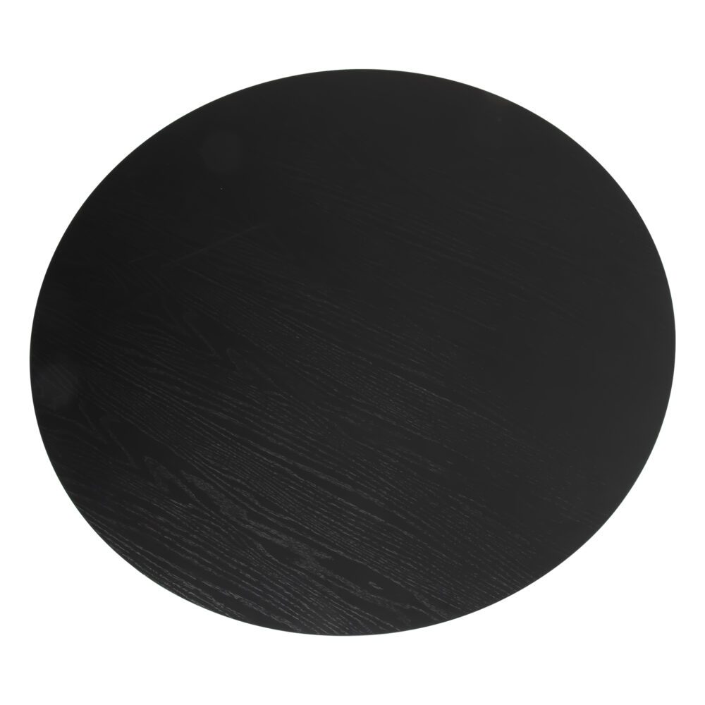 Sleek Silhouette Black Dining Table - 110cm Slatted Japandi Design