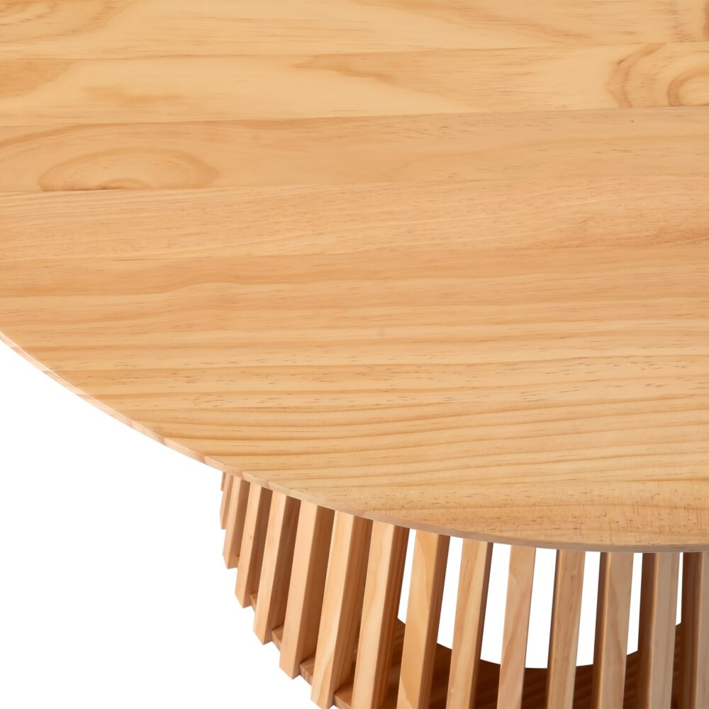 Japandi Round Dining Table - 110cm Natural Solid Wood Minimalist Design