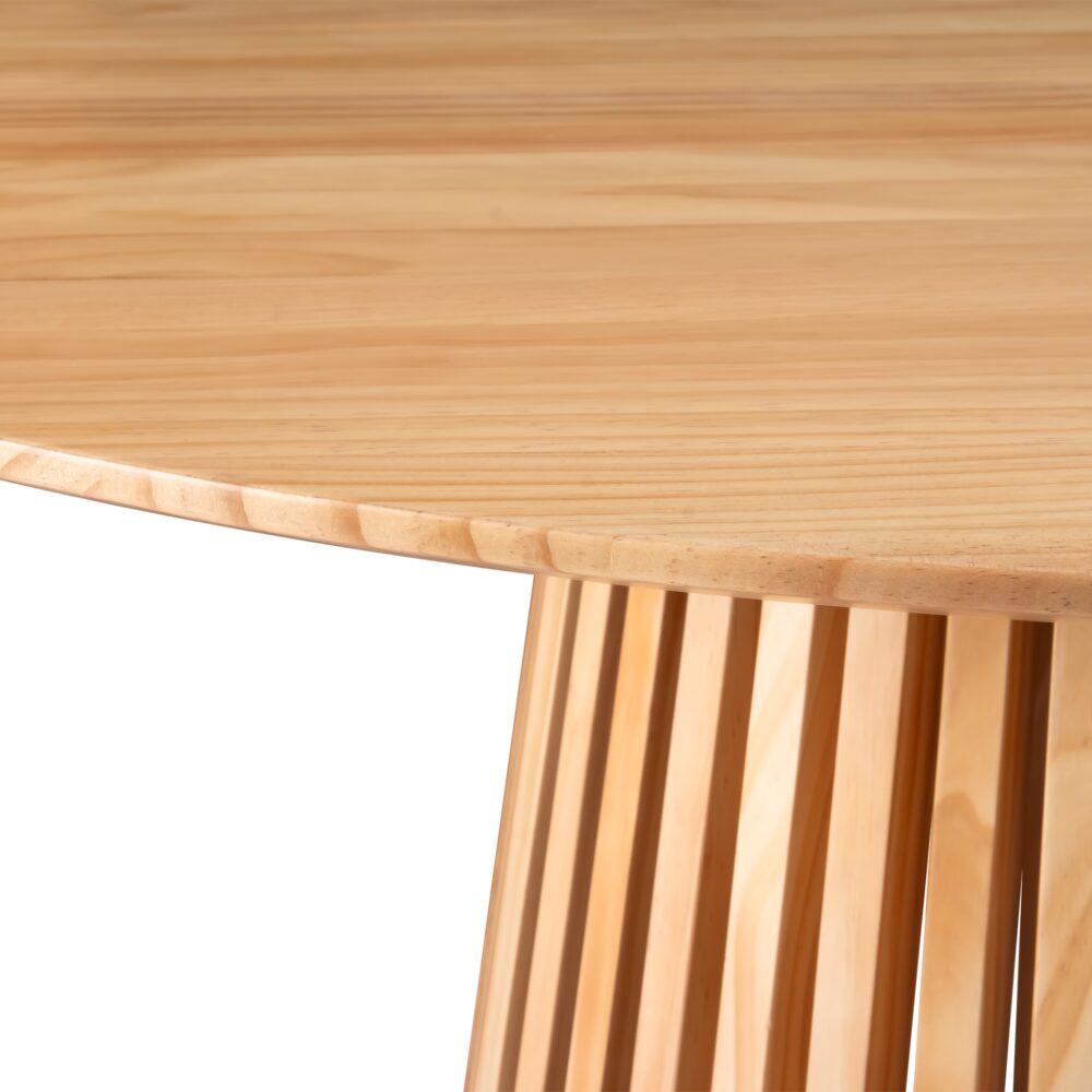 Japandi Round Dining Table - 110cm Natural Solid Wood Minimalist Design