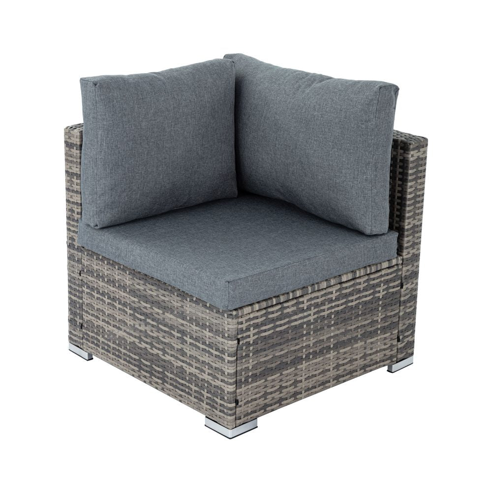 9-Piece Grey Modular Outdoor Ottoman Lounge Set