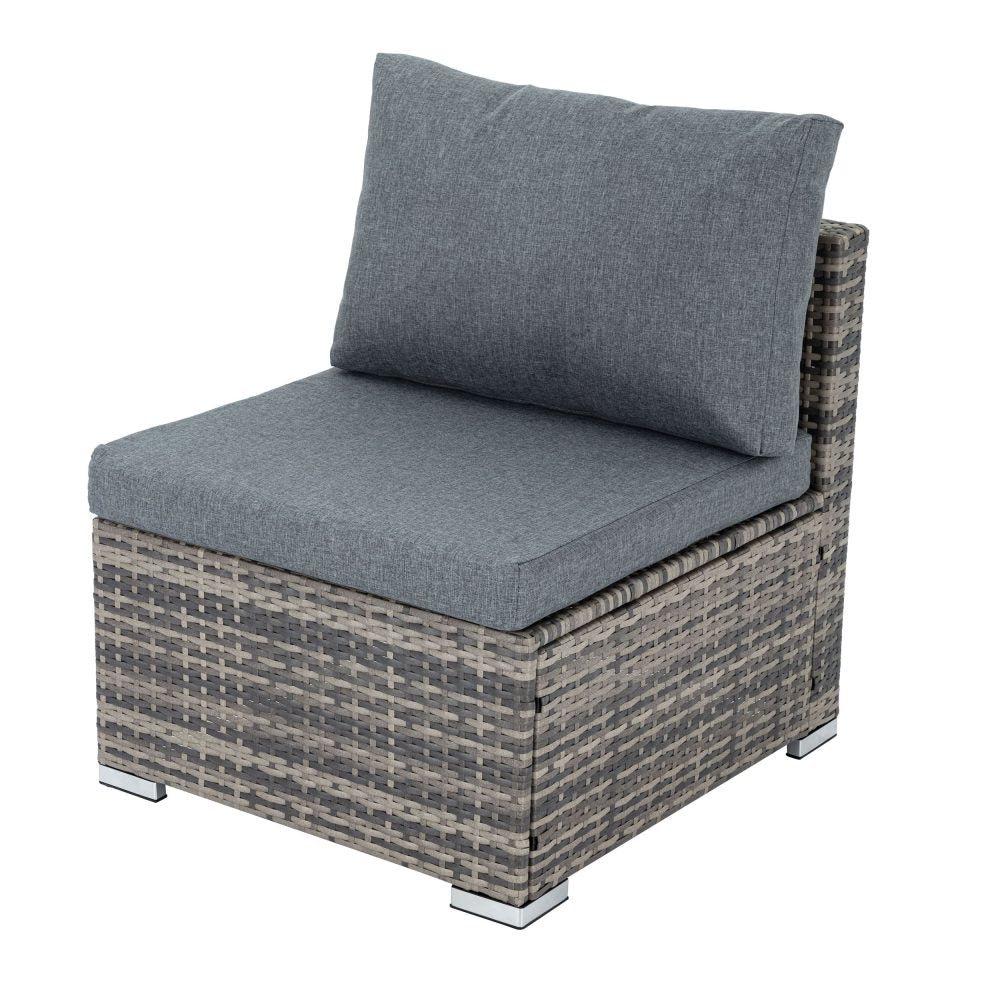 9-Piece Grey Modular Outdoor Ottoman Lounge Set