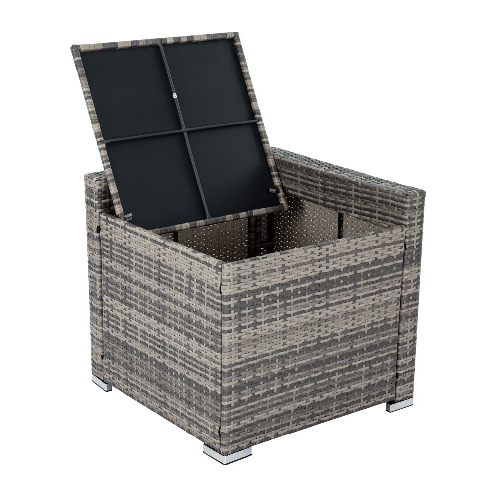 9-Piece Grey Modular Outdoor Ottoman Lounge Set