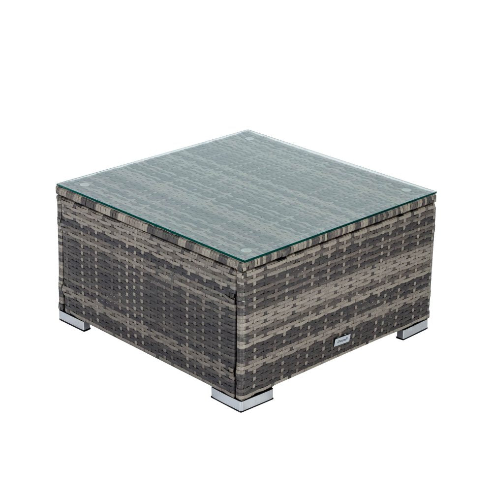 9-Piece Grey Modular Outdoor Ottoman Lounge Set