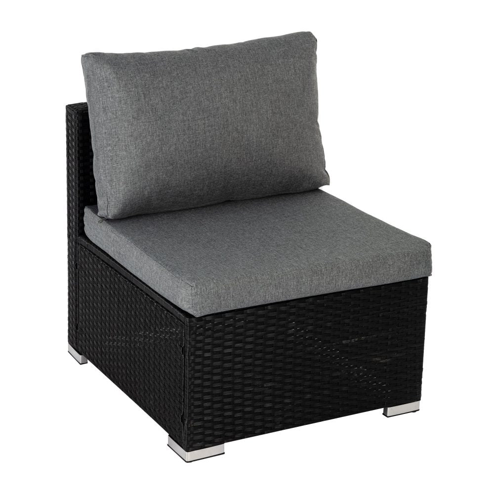 8-Piece Lizard-Black Outdoor Furniture Modular Lounge Sofa