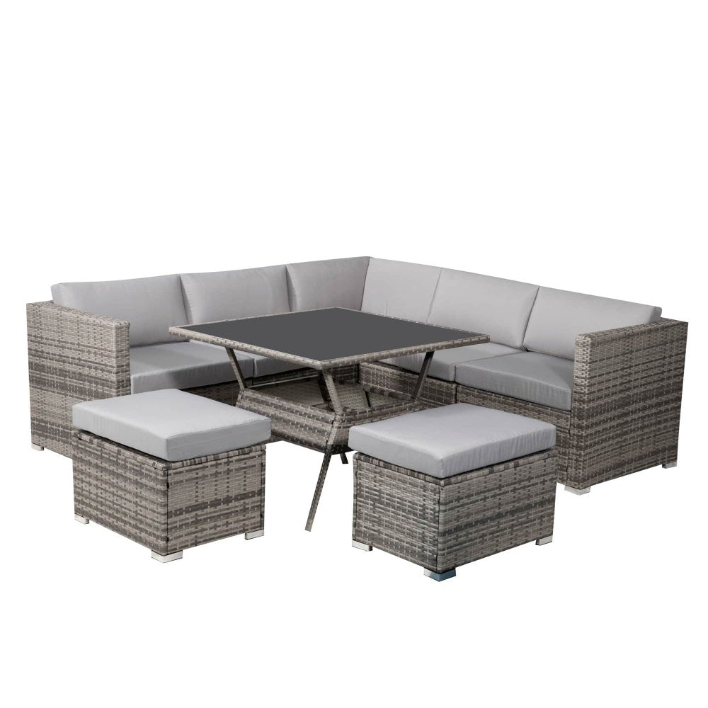 8-Piece Grey Outdoor Wicker Dining Set