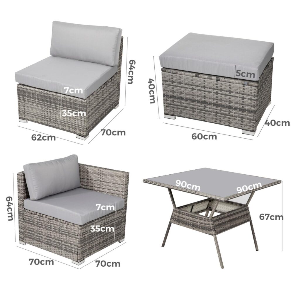 8-Piece Grey Outdoor Wicker Dining Set