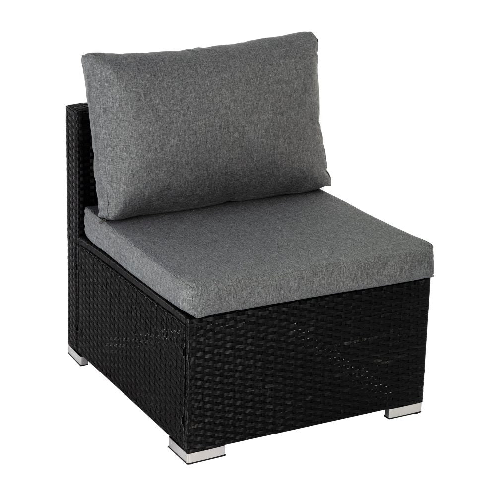 7-Piece Black Outdoor Wicker Loveseat Setting