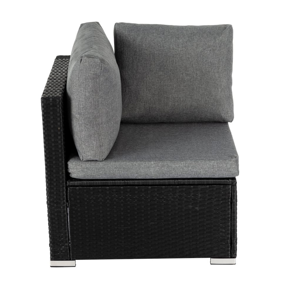 7-Piece Black Outdoor Wicker Loveseat Setting