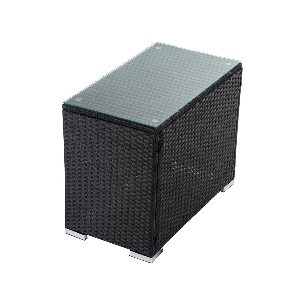 7-Piece Black Outdoor Wicker Loveseat Setting