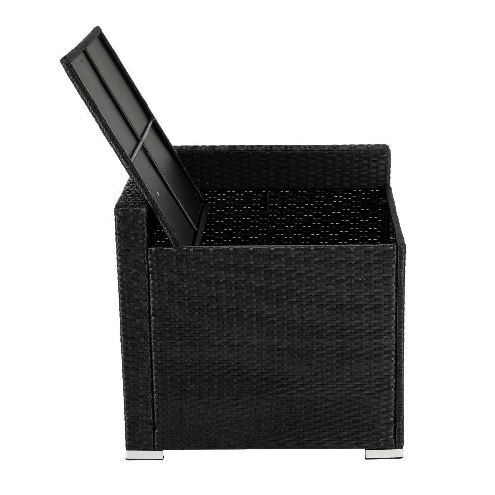 7-Piece Black Outdoor Wicker Loveseat Setting