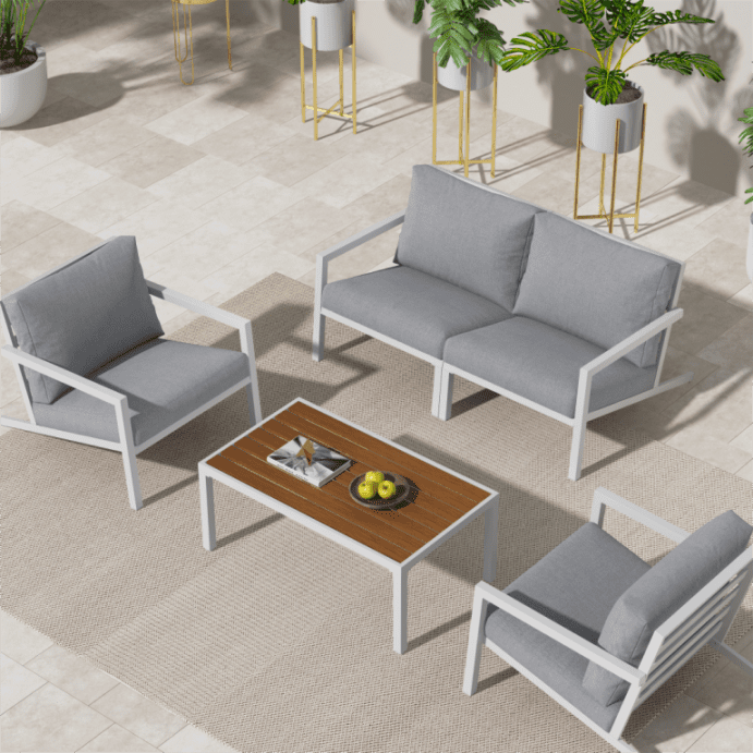 5-Piece White Outdoor Dining Furniture Set