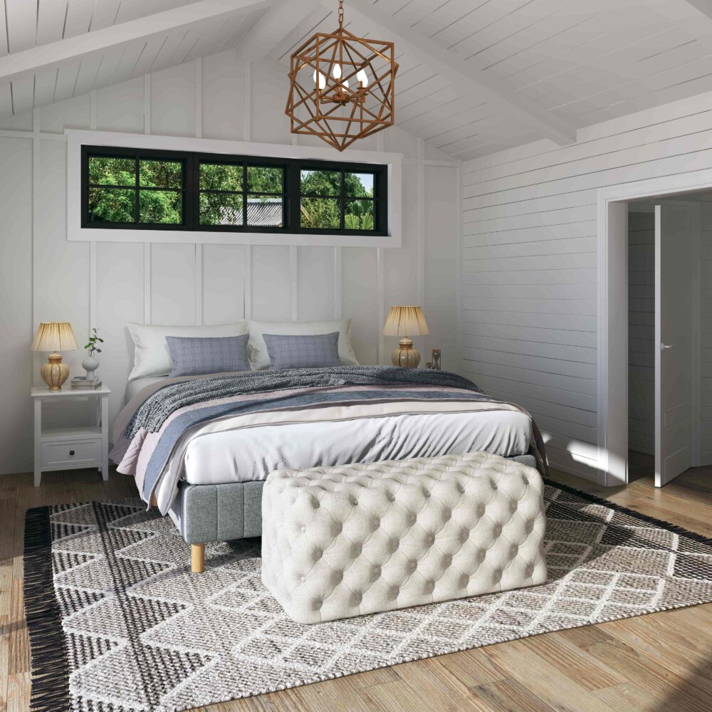 Coastal Chic Boucle Lounge Ottoman - White Rectangular-Furniture > Living Room > Ottomans & Footstools-Nomica Living