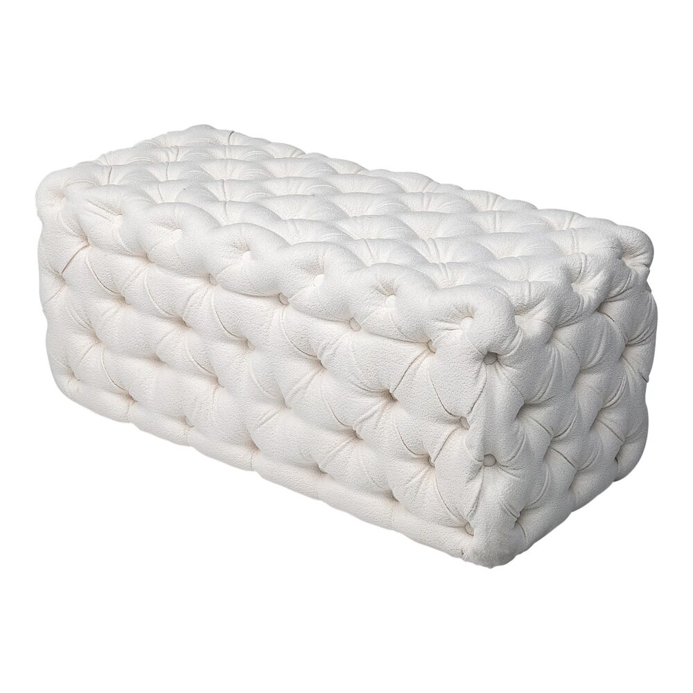 Coastal Chic Boucle Lounge Ottoman - White Rectangular-Furniture > Living Room > Ottomans & Footstools-Nomica Living