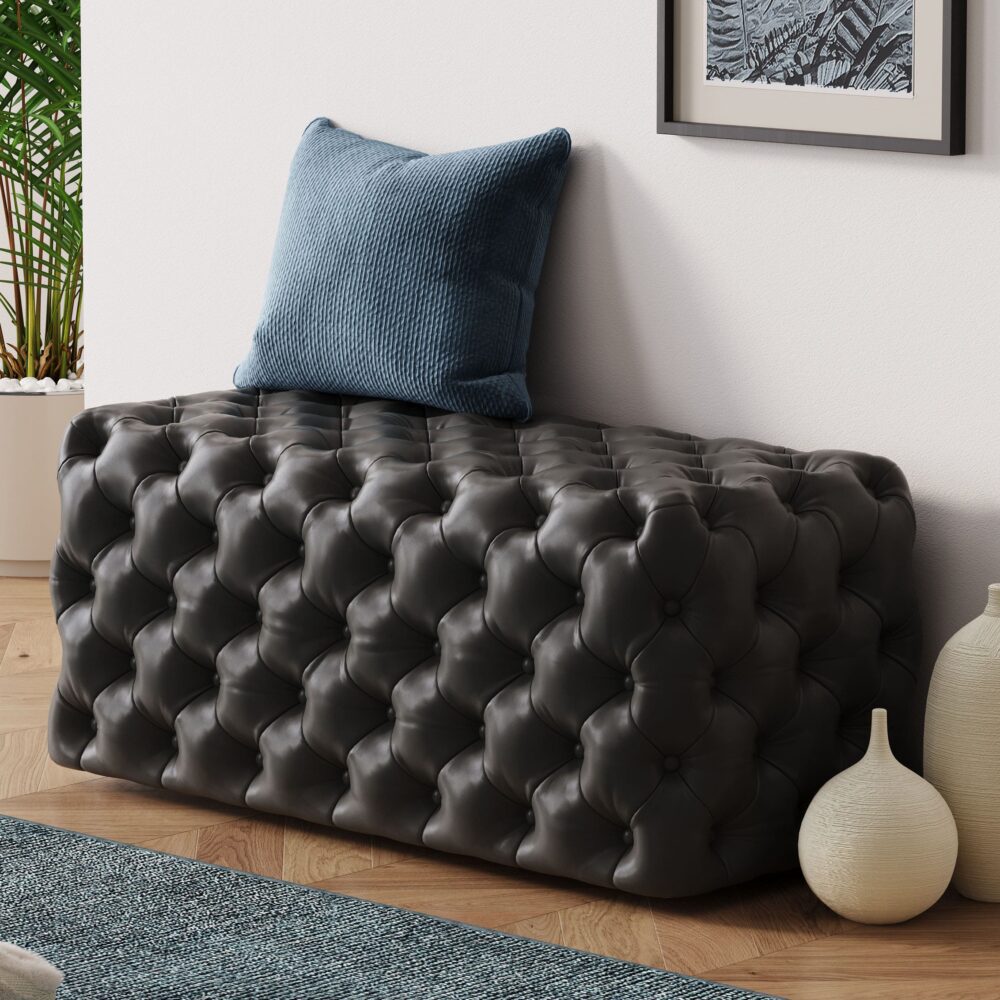 Leatherier Rectangular Ottoman - Modern Living Room Furniture-Furniture > Living Room > Ottomans & Footstools-Nomica Living