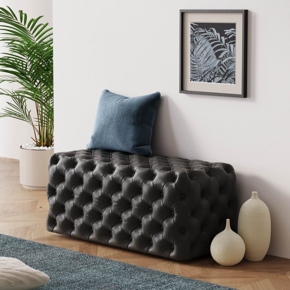 Leatherier Rectangular Ottoman - Modern Living Room Furniture-Furniture > Living Room > Ottomans & Footstools-Nomica Living