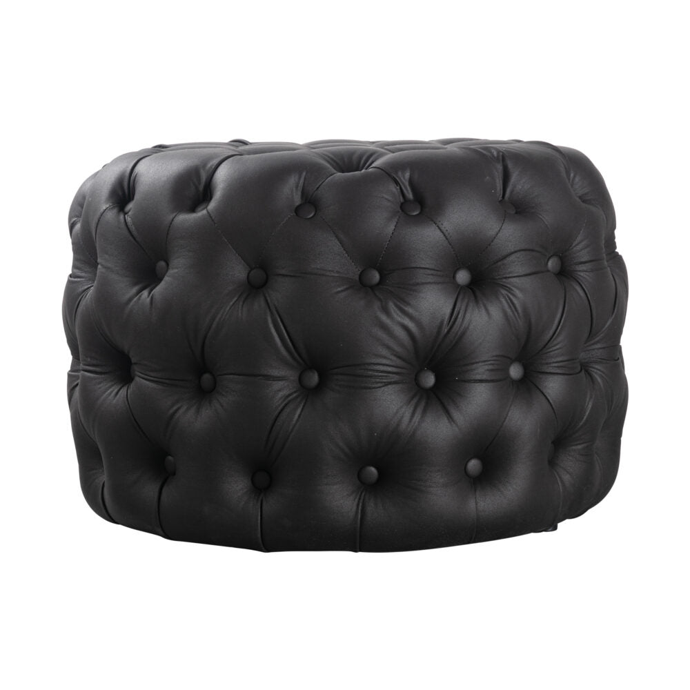 Contemporary Ottoman with Button - Leather-look-Furniture > Living Room > Ottomans & Footstools-Nomica Living