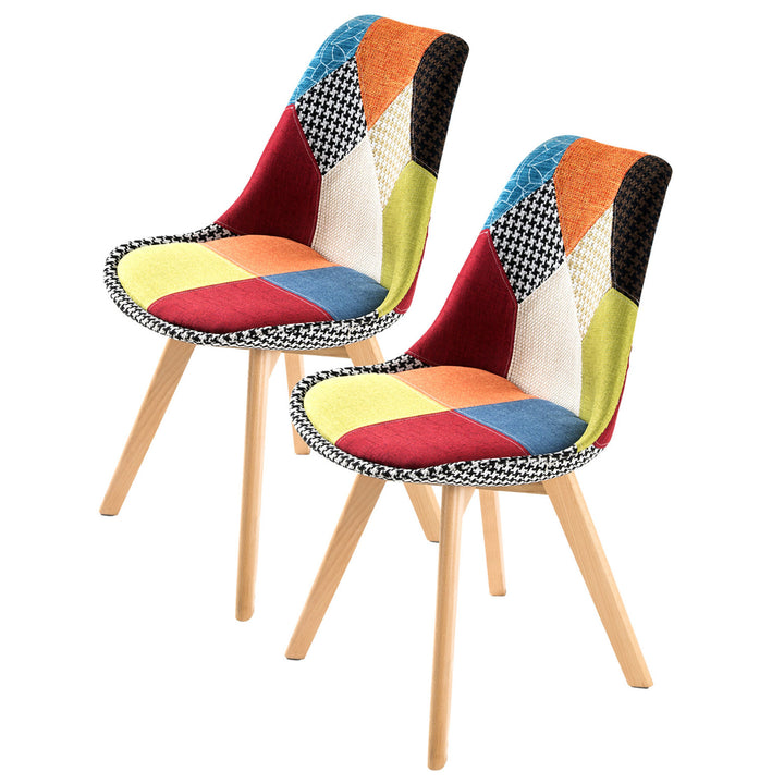 Multi-Colour Retro Dining Cafe Chairs with Padded Seat (Set of 2)