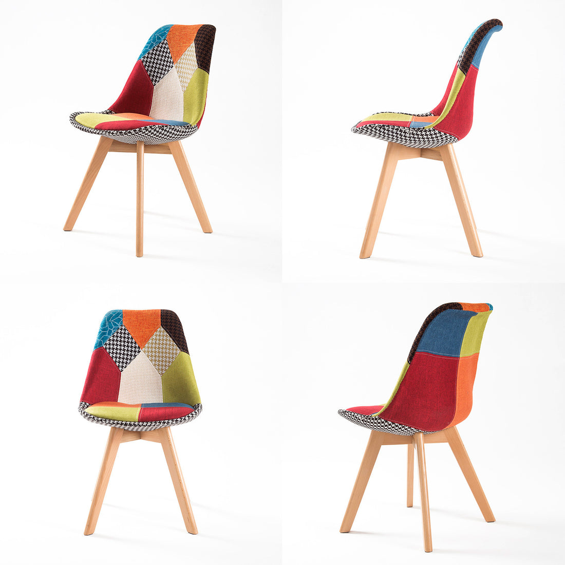 Multi-Colour Retro Dining Cafe Chairs with Padded Seat (Set of 2)