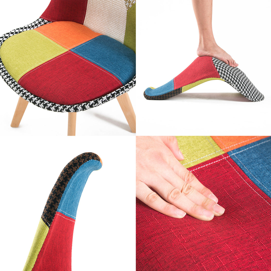 Multi-Colour Retro Dining Cafe Chairs with Padded Seat (Set of 2)